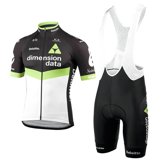 2017 Maillot Dimension Data Tirantes Mangas Cortas verde e negro